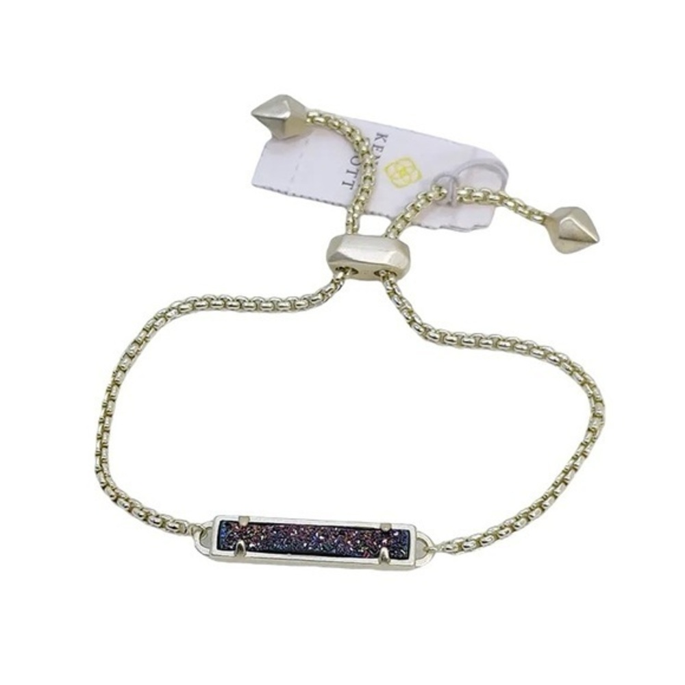 New Kendra Scott Stan Adjustable Chain Bracelet In Multicolor Drusy / Matte Gold